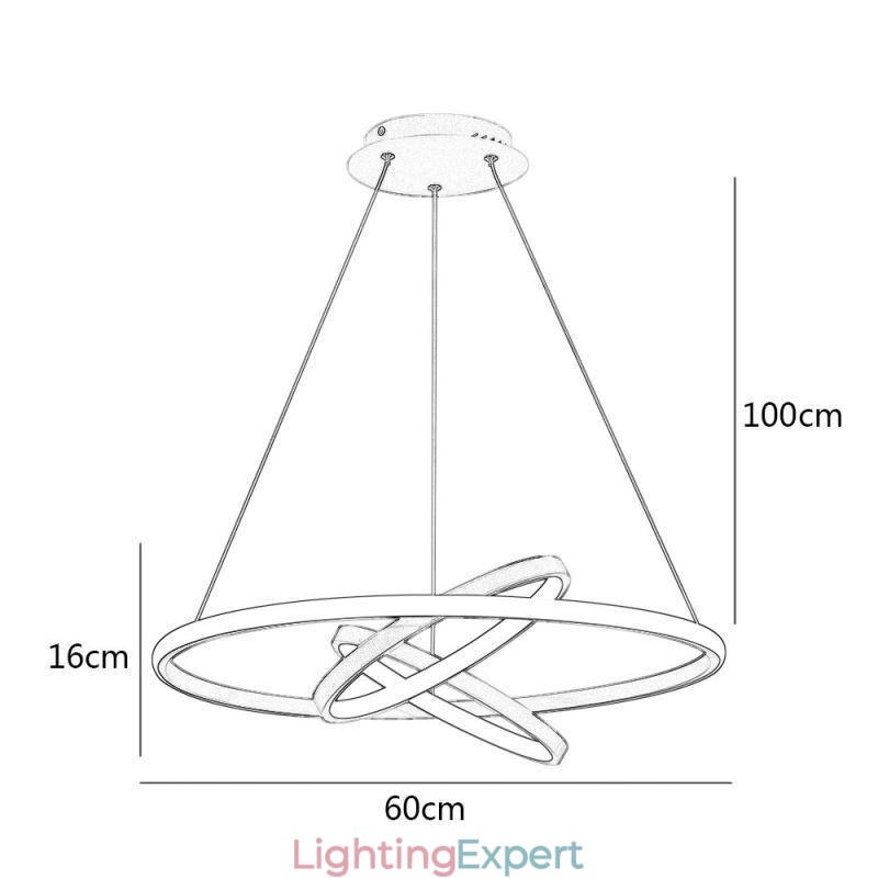 Modern Chandelier Dimmable 3 Ring Pendant Lighting