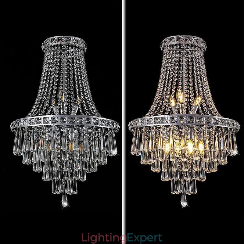 Modern Crystal Chandelier Contemporary Elegant Ceiling Light Fixture Duplex Stair