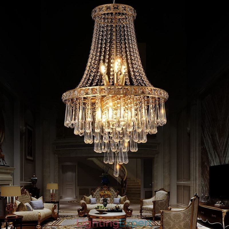 Modern Crystal Chandelier Contemporary Elegant Ceiling Light Fixture Duplex Stair