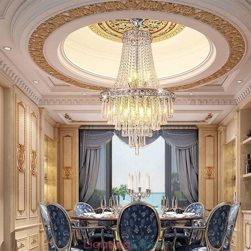 Modern Crystal Chandelier Contemporary Elegant Ceiling Light Fixture Duplex Stair