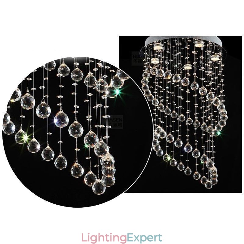 Modern Crystal Chandelier Round Raindrop Ceiling Light
