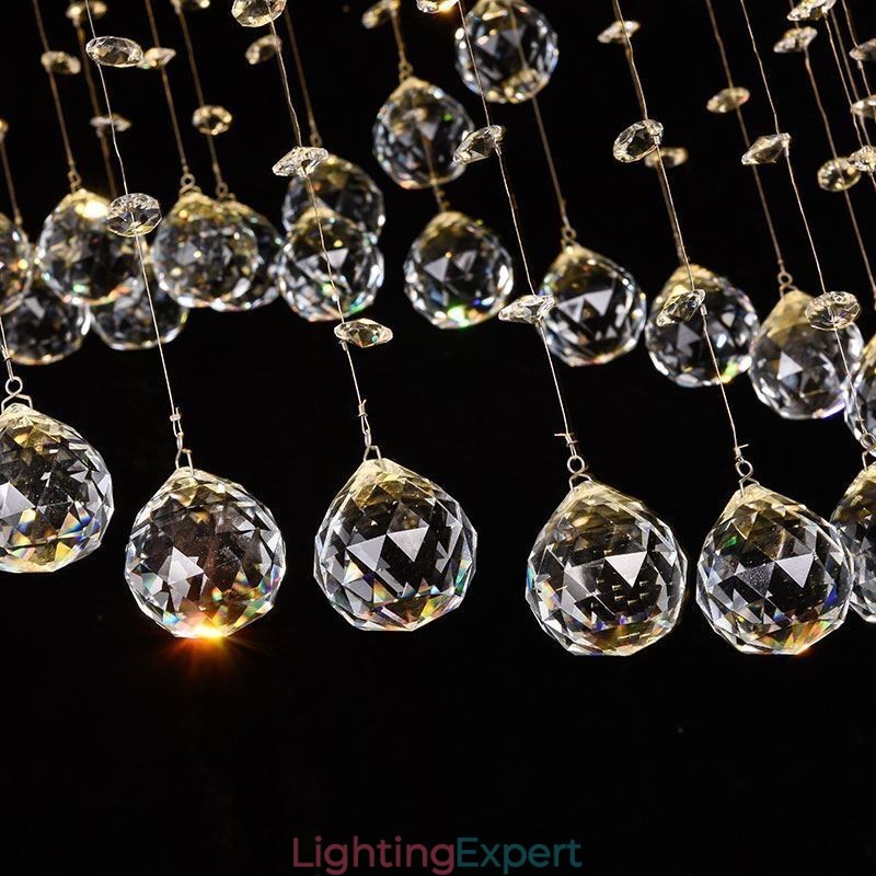 Modern Crystal Chandelier Round Raindrop Ceiling Light