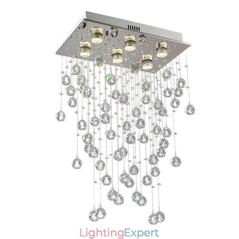 Modern Crystal Chandelier Flush Mount Ceiling Light