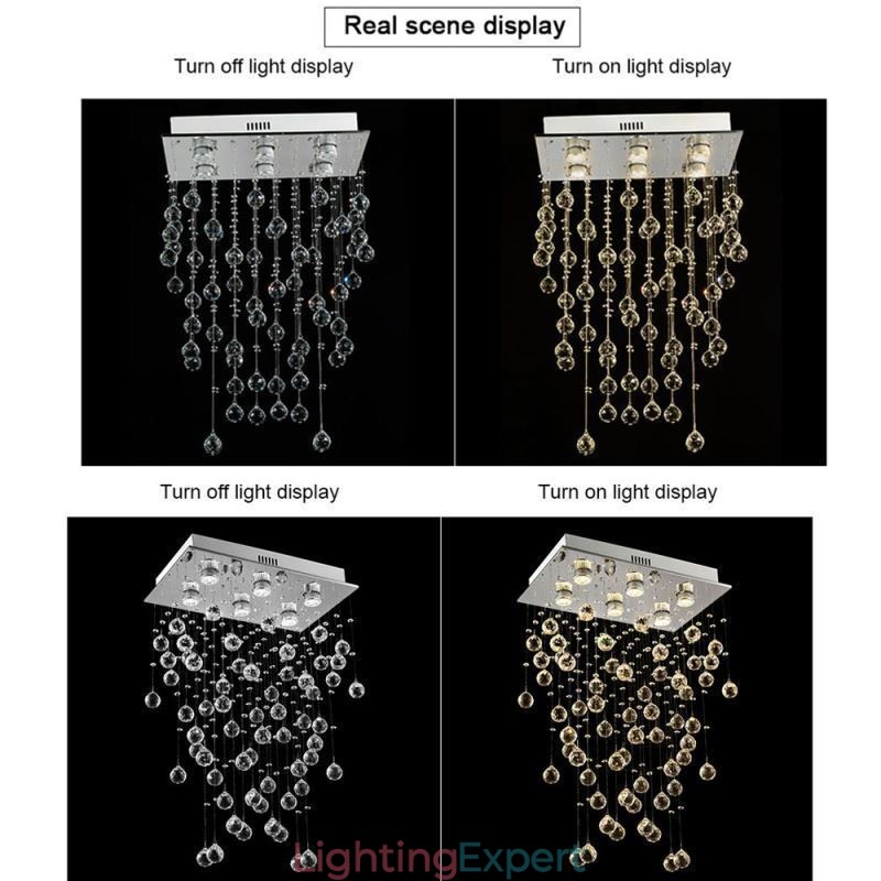 Modern Crystal Chandelier Flush Mount Ceiling Light