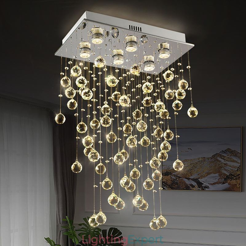Modern Crystal Chandelier Flush Mount Ceiling Light