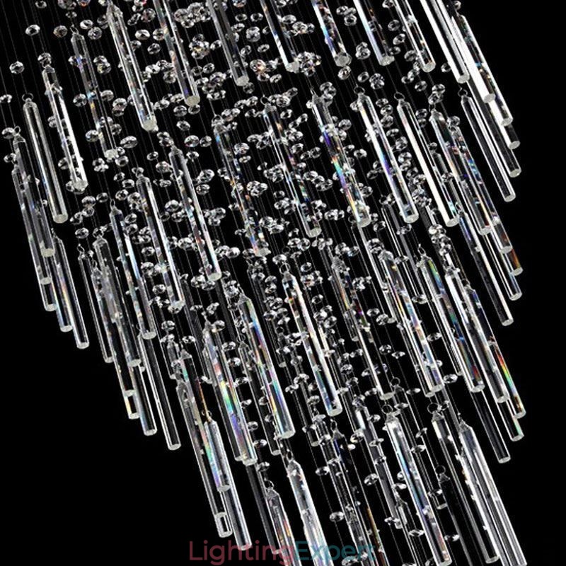 Modern Square Crystal Chandelier Contemporary Elegant Ceiling Light Fixture Duplex Stair