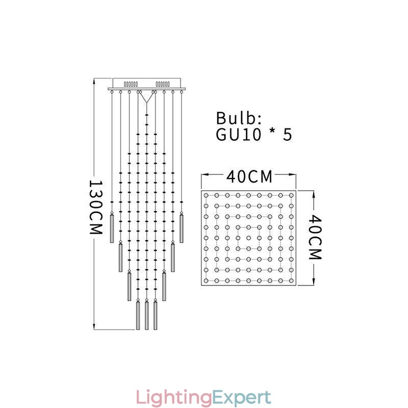 Modern Square Crystal Chandelier Contemporary Elegant Ceiling Light Fixture Duplex Stair