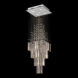 Modern Square Crystal Chandelier Contemporary Elegant Ceiling Light Fixture Duplex Stair