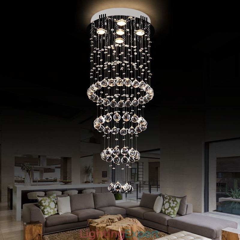 Crystal Chandelier Contemporary Elegant Ceiling Light Fixture Duplex Stair