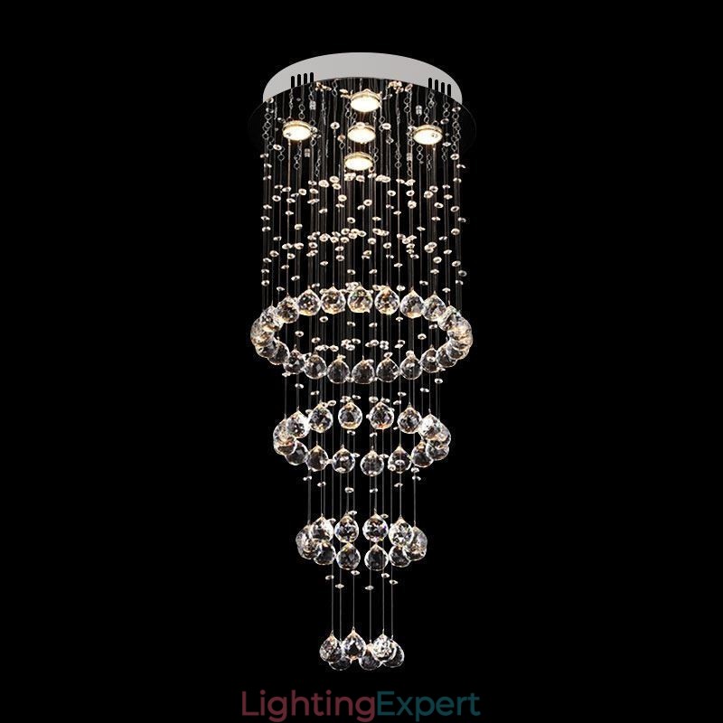 Crystal Chandelier Contemporary Elegant Ceiling Light Fixture Duplex Stair