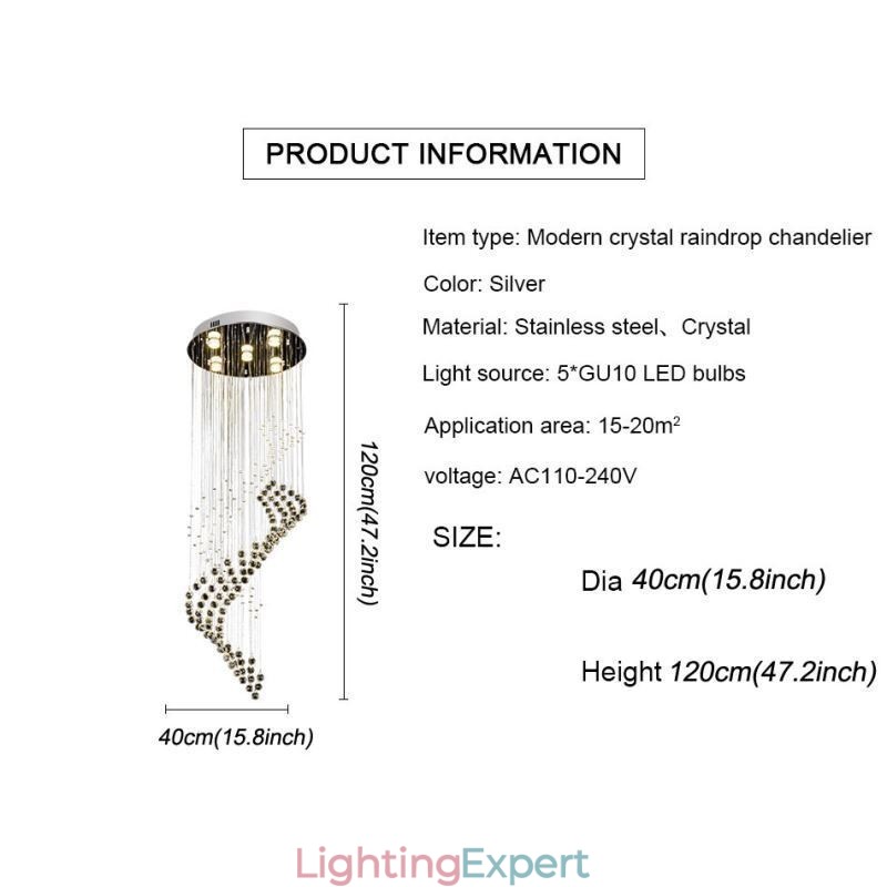 Elegant Crystal Chandelier Raindrop Ceiling Lights Foyer