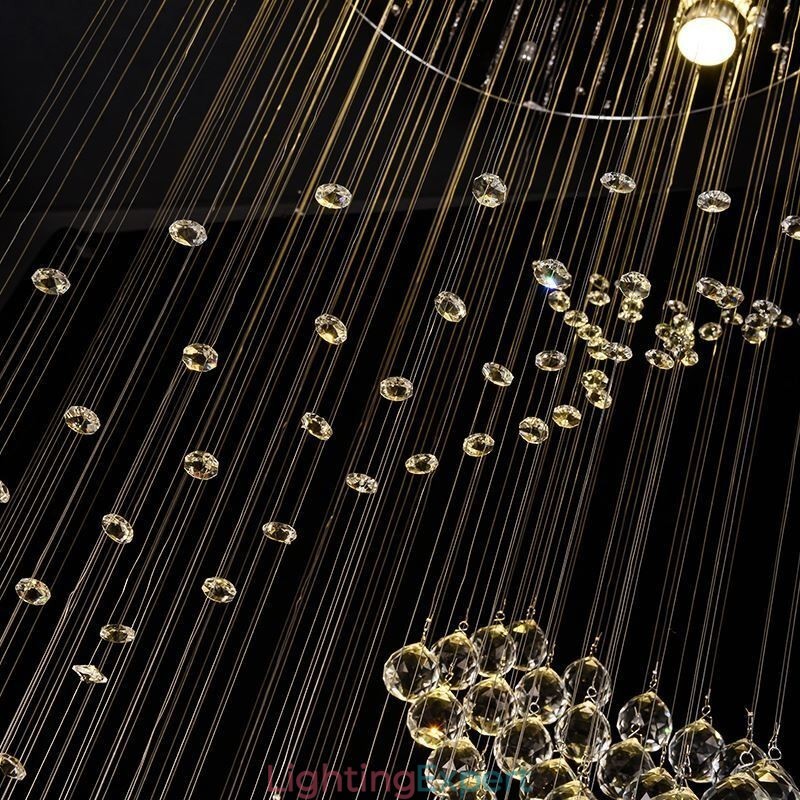 Elegant Crystal Chandelier Raindrop Ceiling Lights Foyer