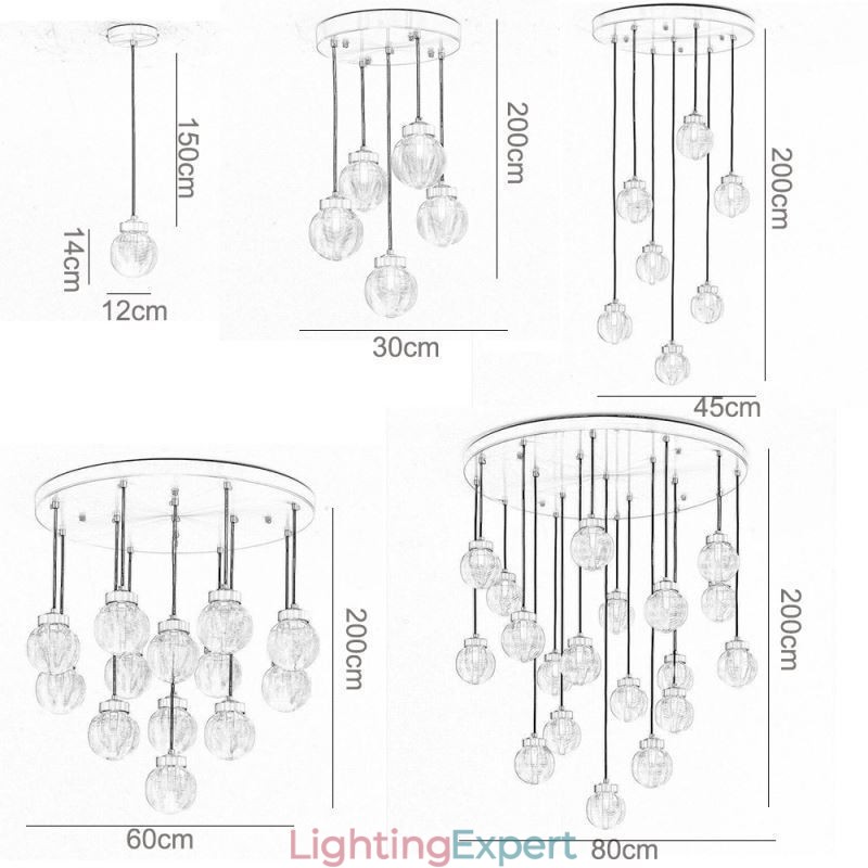 American Cluster Pendant Lamp Light Luxurious Glass Ball Ceiling Light