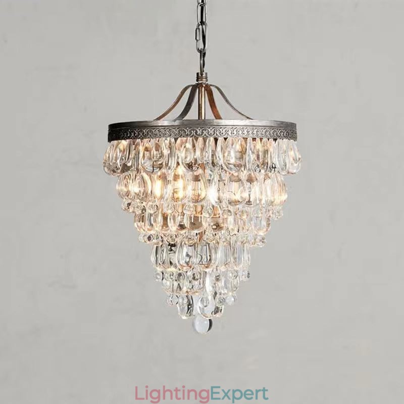 American Crystal Ceiling Light Country Retro Round Pendant Light