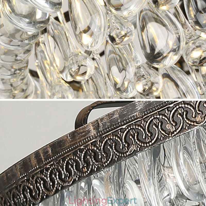 American Crystal Ceiling Light Country Retro Round Pendant Light