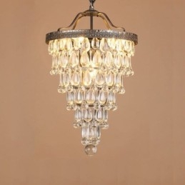American Crystal Ceiling Light Country Retro Round Pendant Light
