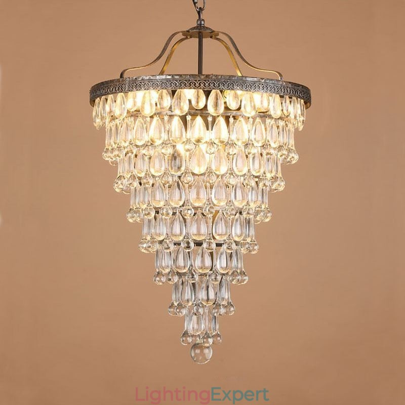 American Crystal Ceiling Light Country Retro Round Pendant Light