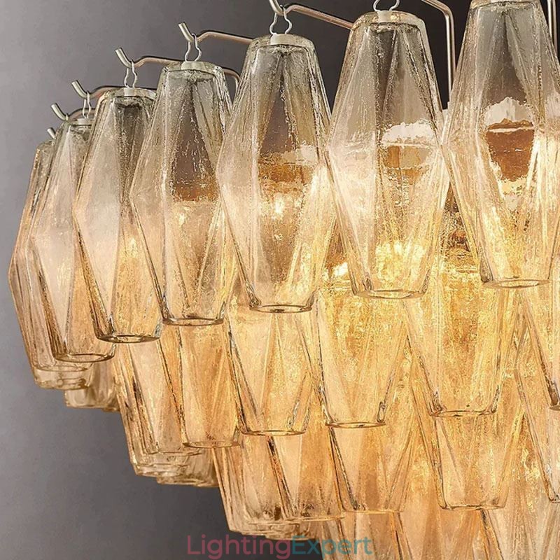 American Pendant Light Glass Ceiling Light Amber Transparent 90cm 14 Lights