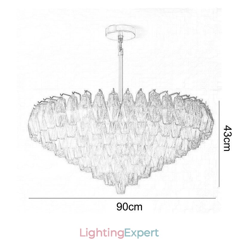 American Pendant Light Glass Ceiling Light Amber Transparent 90cm 14 Lights