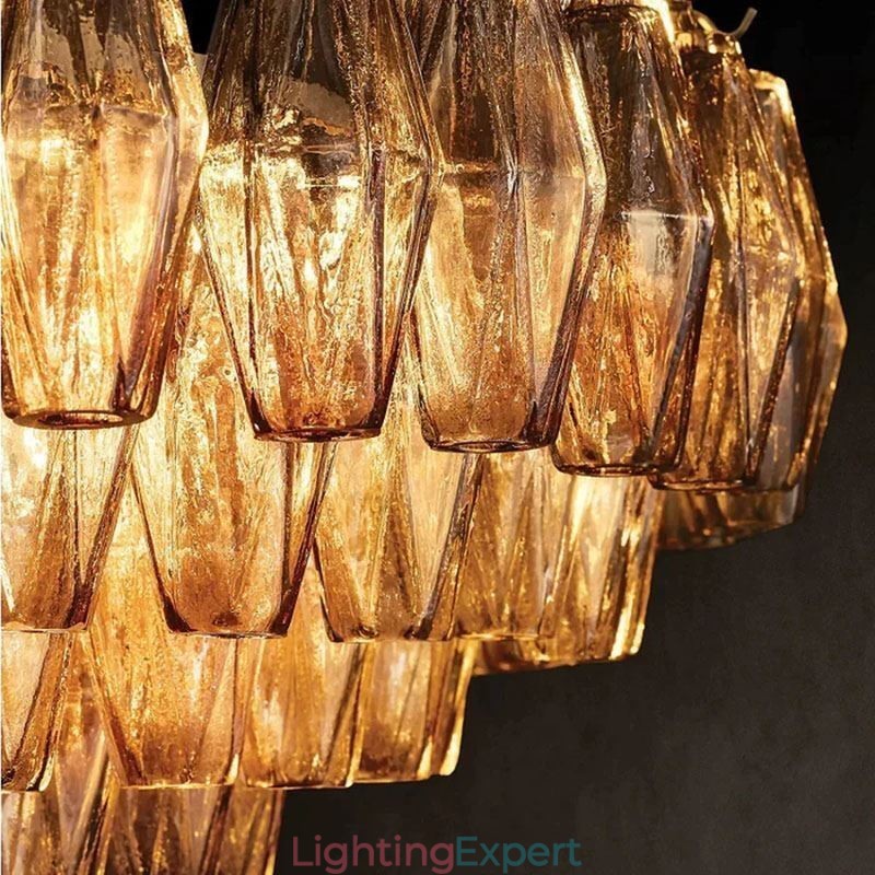 American Pendant Light Glass Ceiling Light Amber Transparent 90cm 14 Lights