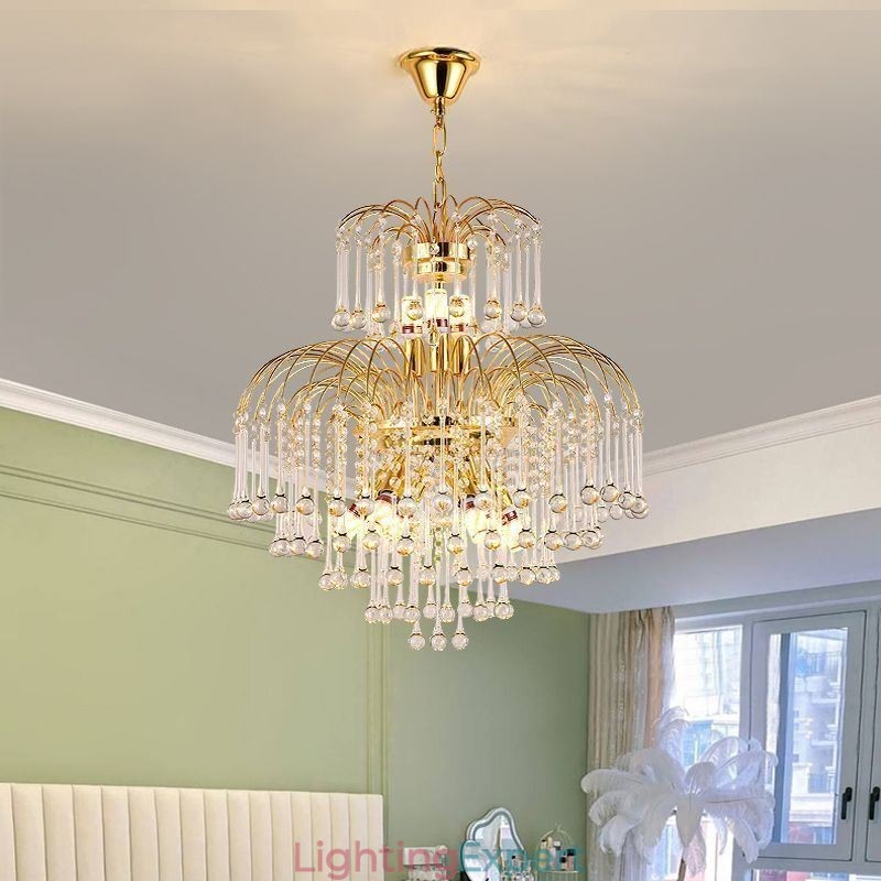 Crystal Pendant Light Elegant Duplex Decorative Ceiling Light
