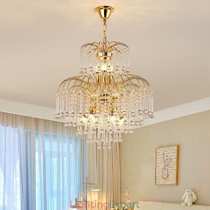 Crystal Pendant Light Elegant Duplex Decorative Ceiling Light