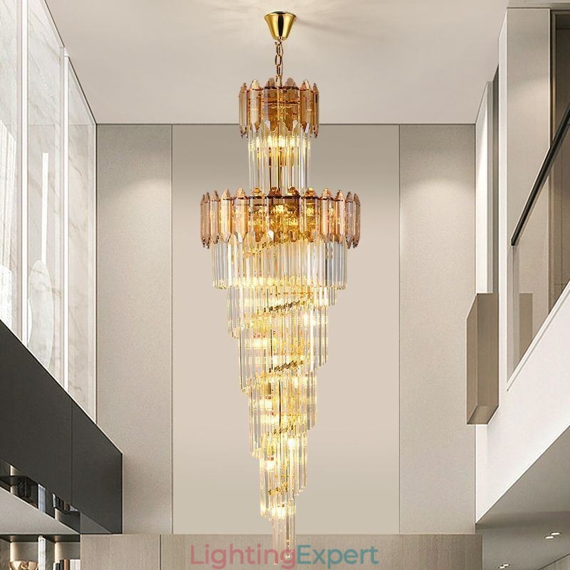 Tapered Crystal Pendant Light Luxury Duplex Decorative Ceiling Light