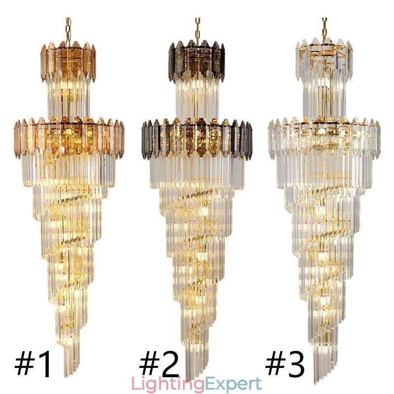 Tapered Crystal Pendant Light Luxury Duplex Decorative Ceiling Light