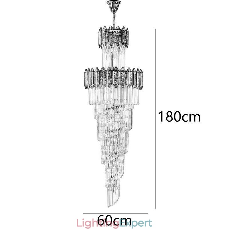 Tapered Crystal Pendant Light Luxury Duplex Decorative Ceiling Light