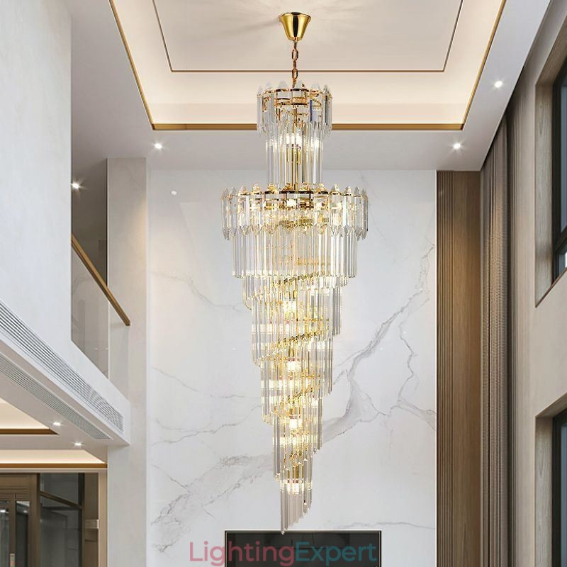 Tapered Crystal Pendant Light Luxury Duplex Decorative Ceiling Light