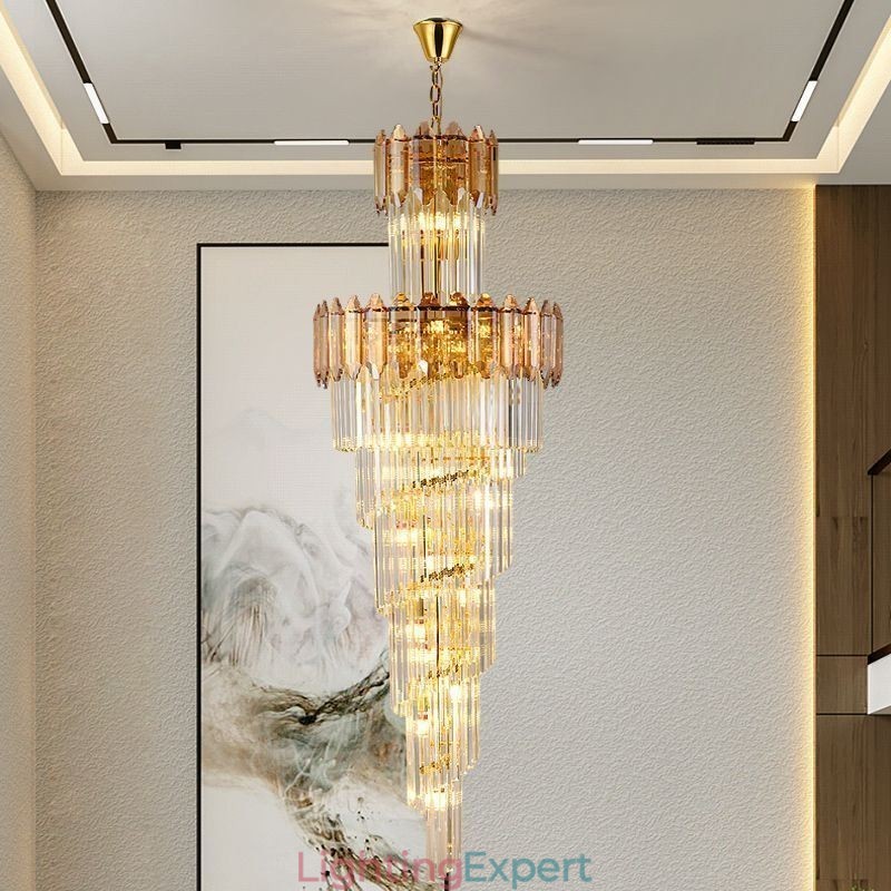 Tapered Crystal Pendant Light Luxury Duplex Decorative Ceiling Light