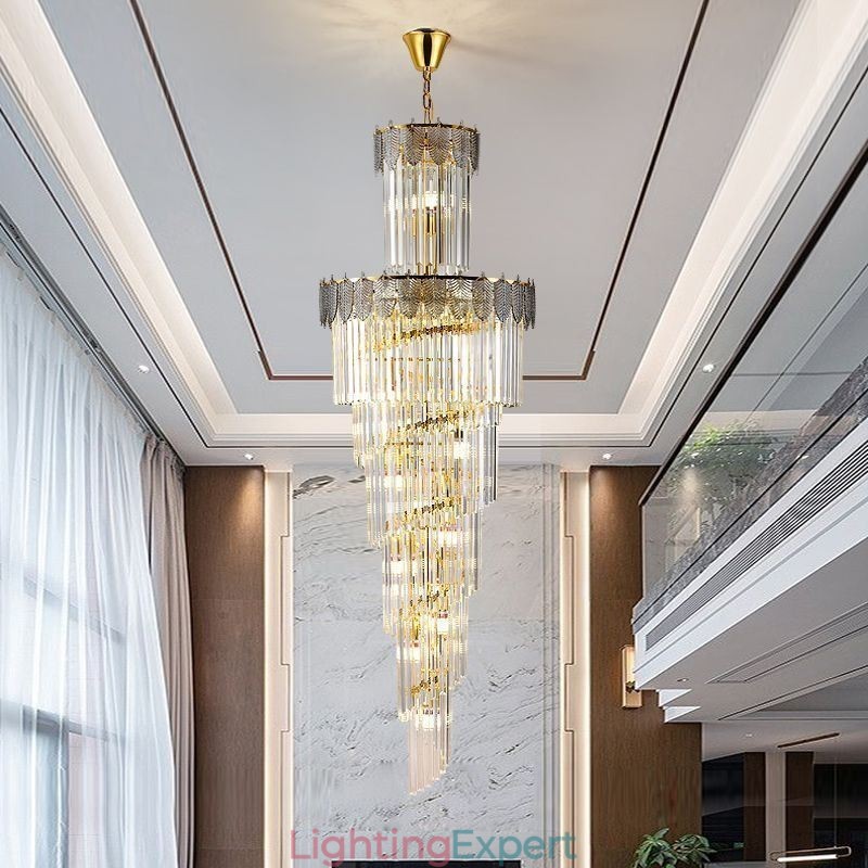 Tapered Crystal Pendant Light Duplex Decorative Ceiling Light