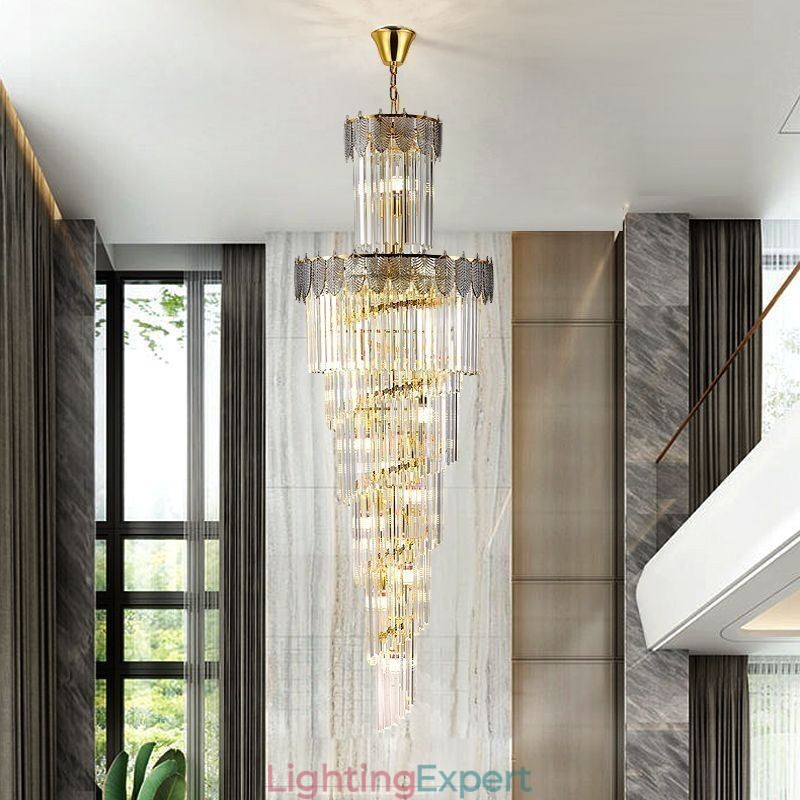 Tapered Crystal Pendant Light Duplex Decorative Ceiling Light