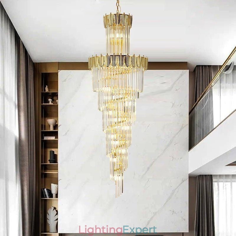 Tapered Crystal Pendant Light Duplex Decorative Ceiling Light