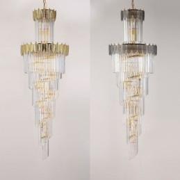 Tapered Crystal Pendant Light Duplex Decorative Ceiling Light