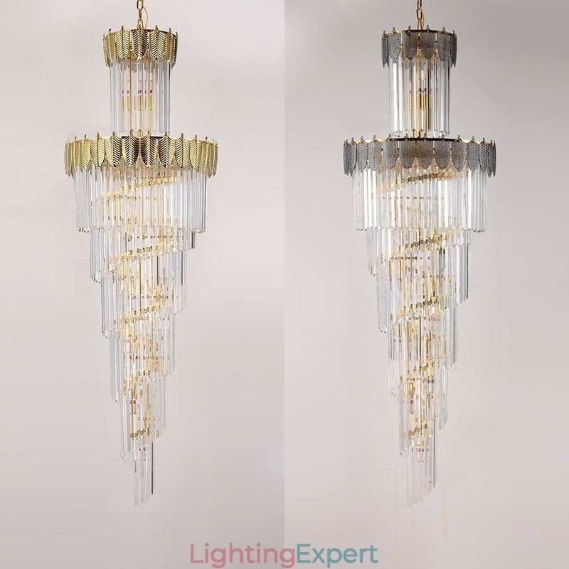 Tapered Crystal Pendant Light Duplex Decorative Ceiling Light