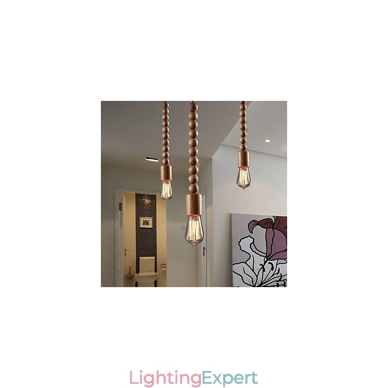 Chandelier Mini Style Traditional Classic Wood Bamboo