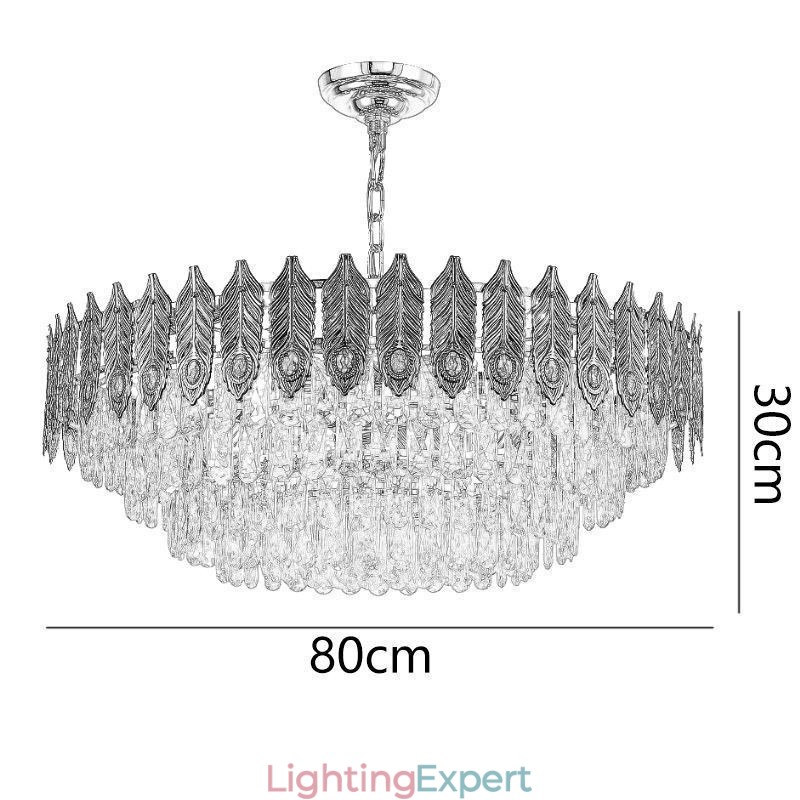 Golden Feather Crystal Pendant Light Duplex Decorative Ceiling Light