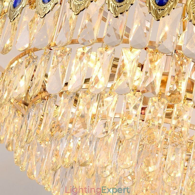 Golden Feather Crystal Pendant Light Duplex Decorative Ceiling Light