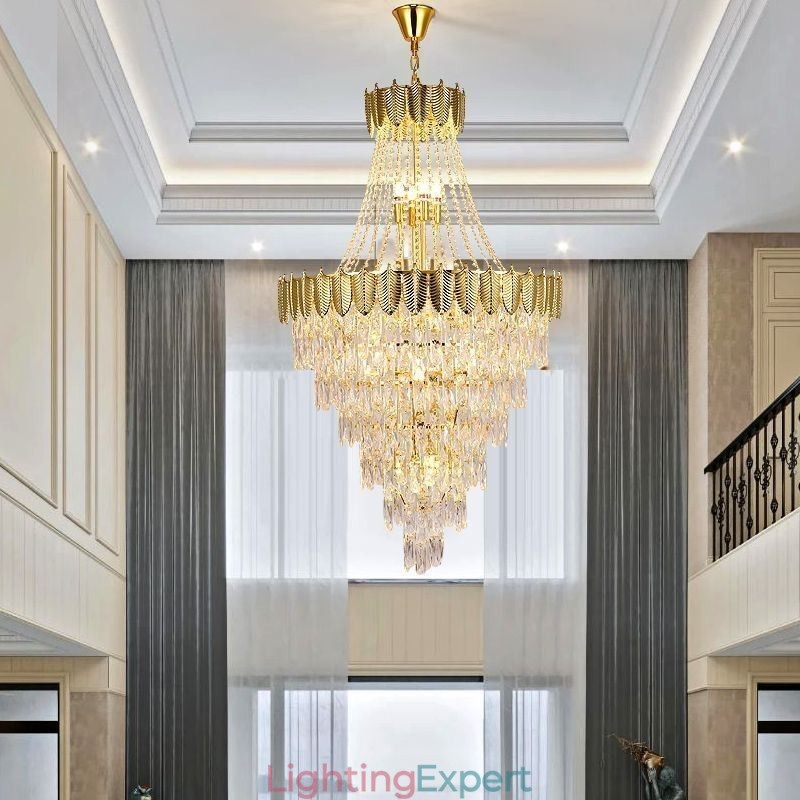 Tapered Crystal Pendant Light Eye catching Duplex Decorative Ceiling Light