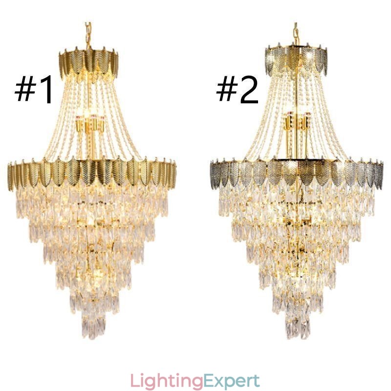 Tapered Crystal Pendant Light Eye catching Duplex Decorative Ceiling Light
