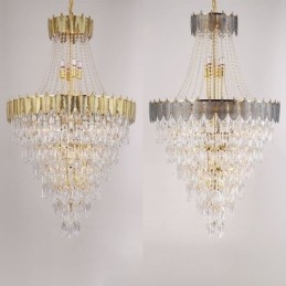 Tapered Crystal Pendant Light Eye catching Duplex Decorative Ceiling Light