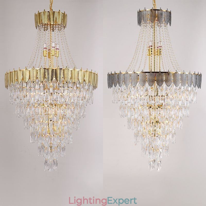 Tapered Crystal Pendant Light Eye catching Duplex Decorative Ceiling Light