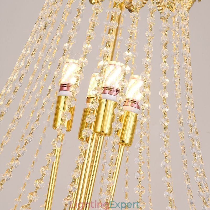 Tapered Crystal Pendant Light Eye catching Duplex Decorative Ceiling Light