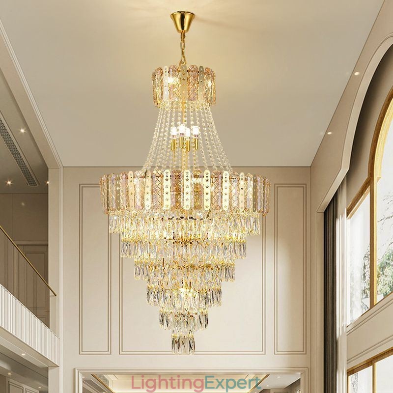 Tapered Crystal Pendant Light Exquisite Duplex Decorative Ceiling Light