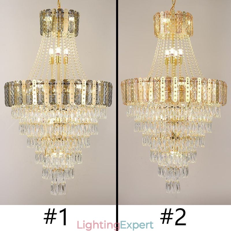 Tapered Crystal Pendant Light Exquisite Duplex Decorative Ceiling Light