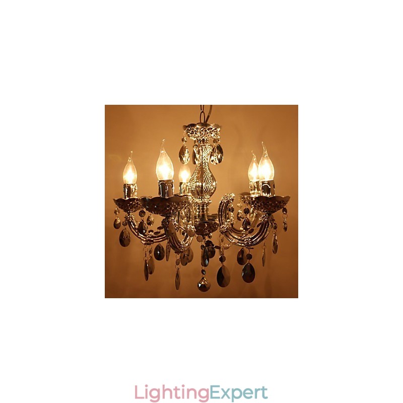 Modern Silver Acrylic Crystal Style Chandelier With 5 Lights