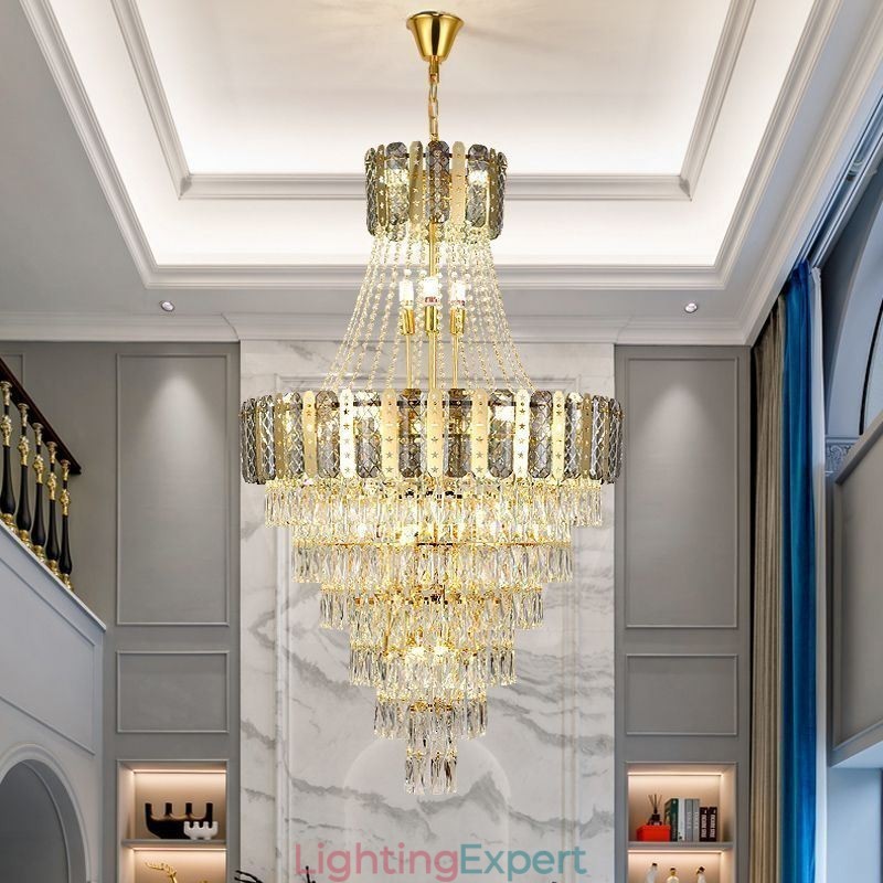 Tapered Crystal Pendant Light Exquisite Duplex Decorative Ceiling Light