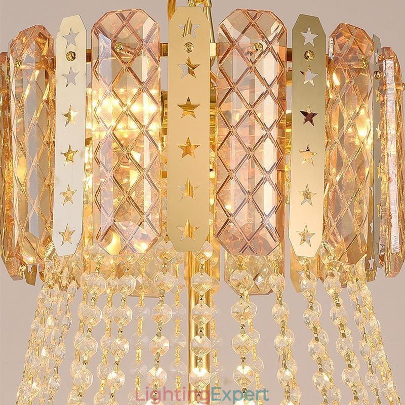 Tapered Crystal Pendant Light Exquisite Duplex Decorative Ceiling Light