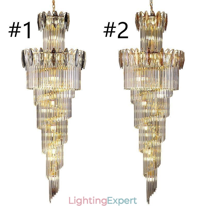 Crystal Pendant Light Duplex Tapered Decorative Ceiling Light 70cm